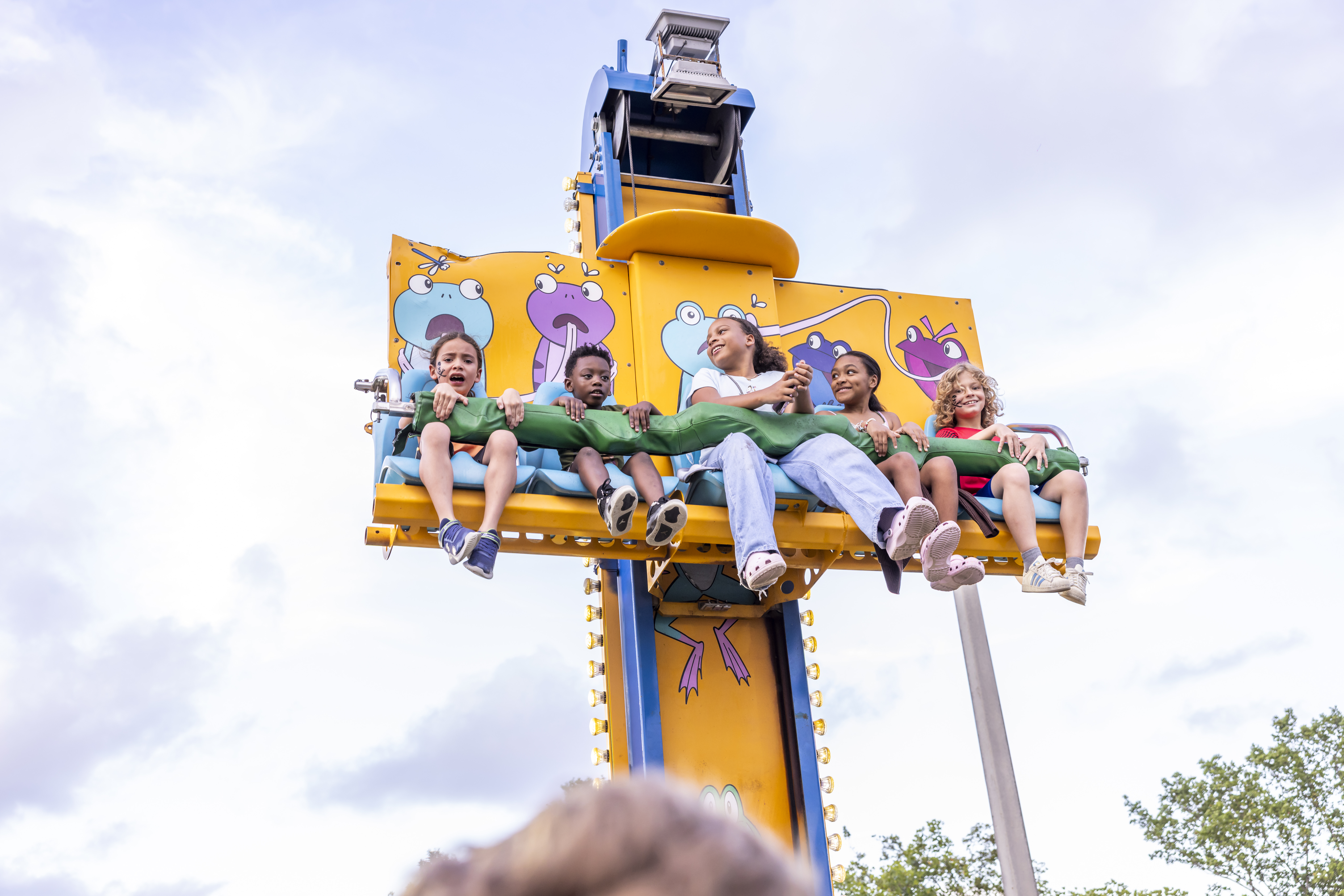 Kids on amusement ride